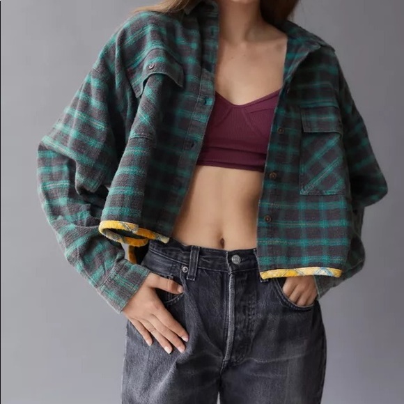 Urban Outfitters BDG caleb cropped flannel shirt - Picture 1 of 3